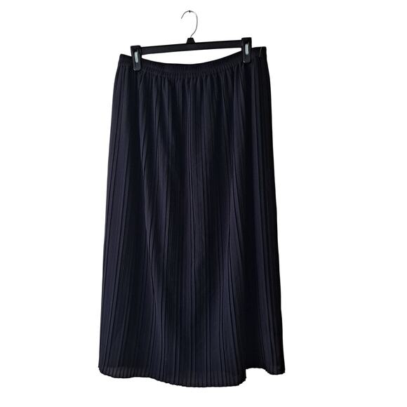 Talbots Accordion Pleated Maxi Skirt Pull On Elastic Waist Black Womens Size 18W - Picture 1 of 9